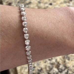 14K White Gold Diamond Tennis Bracelet Natural Round Cut